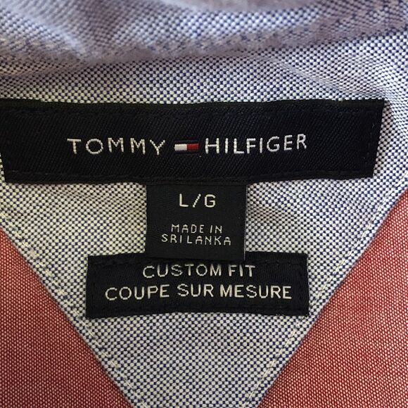 Tommy Hilfiger Men’s Button Up Shirt Custom Fit Heather Red Short Sleeve Large - Picture 3 of 15